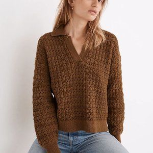 Madewell Sunbury Open-Stitch Polo Sweater - Small